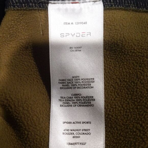 Spyder olive army green and black full front zip jacket coat, polyester knit M - Picture 7 of 8